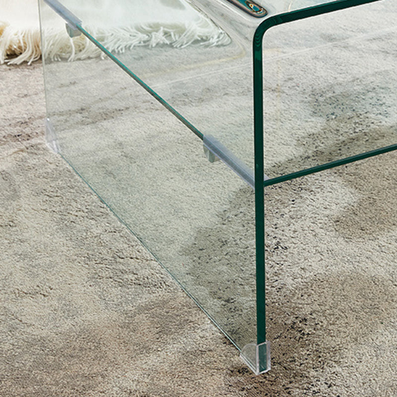 Modern Style Black/transparent Rectangular Coffee Table with Tempered Glass Top Clearhalo 'Coffee & Accent Tables' 'Coffee Tables' 'coffee_tables' 'furn' 'furn_coffee_tables' 'Furniture' 'Living Room Furniture' 5280933