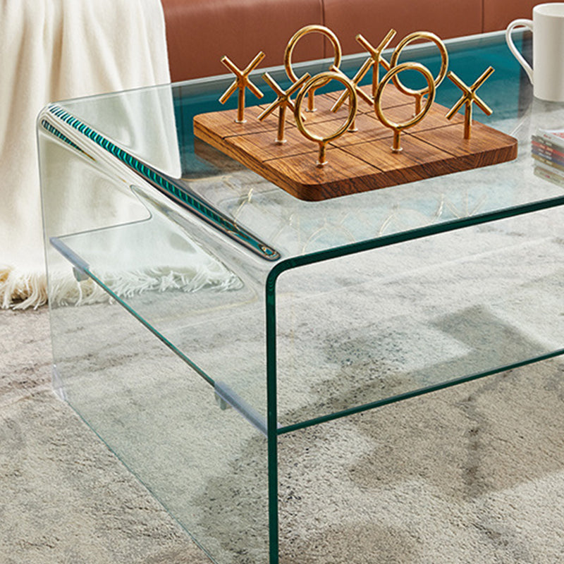 Modern Style Black/transparent Rectangular Coffee Table with Tempered Glass Top Clearhalo 'Coffee & Accent Tables' 'Coffee Tables' 'coffee_tables' 'furn' 'furn_coffee_tables' 'Furniture' 'Living Room Furniture' 5280935