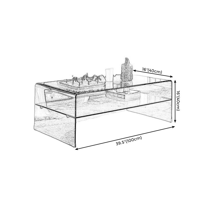 Modern Style Black/transparent Rectangular Coffee Table with Tempered Glass Top Clearhalo 'Coffee & Accent Tables' 'Coffee Tables' 'coffee_tables' 'furn' 'furn_coffee_tables' 'Furniture' 'Living Room Furniture' 5280939