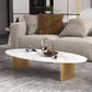 Modern Style Black Gold/white/grey Oval Coffee Table with Rock Board 47"L x 24"W x 18"H White Clearhalo 'Coffee & Accent Tables' 'Coffee Tables' 'coffee_tables' 'furn' 'furn_coffee_tables' 'Furniture' 'Living Room Furniture' 5280942