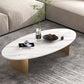 Modern Style Black Gold/white/grey Oval Coffee Table with Rock Board 39.5"L x 24"W x 18"H White Clearhalo 'Coffee & Accent Tables' 'Coffee Tables' 'coffee_tables' 'furn' 'furn_coffee_tables' 'Furniture' 'Living Room Furniture' 5280945