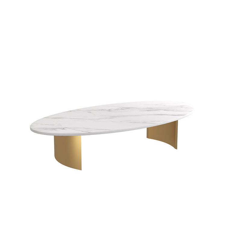 Modern Style Black Gold/white/grey Oval Coffee Table with Rock Board Clearhalo 'Coffee & Accent Tables' 'Coffee Tables' 'coffee_tables' 'furn' 'furn_coffee_tables' 'Furniture' 'Living Room Furniture' 5280948