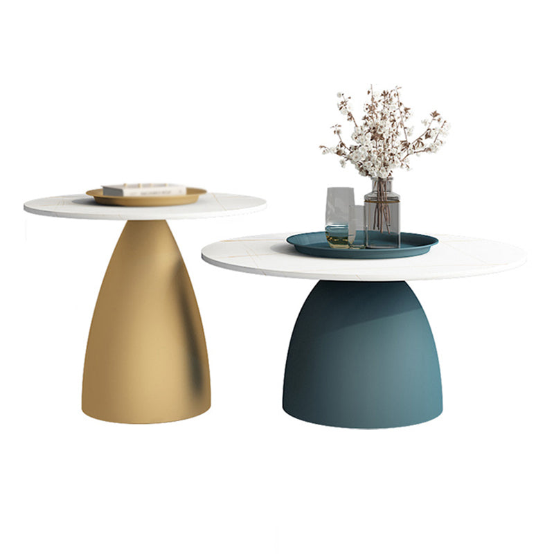 Taglie moderna in stile bianco/nero in tela top metallica tavolino rotondo