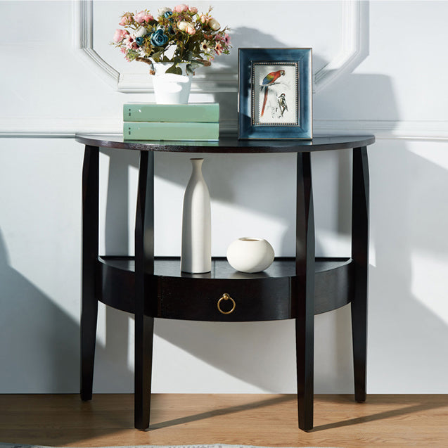 Tavolo da console a 4 gambe moderni di mezza luna moderna di mezza secolo in marrone