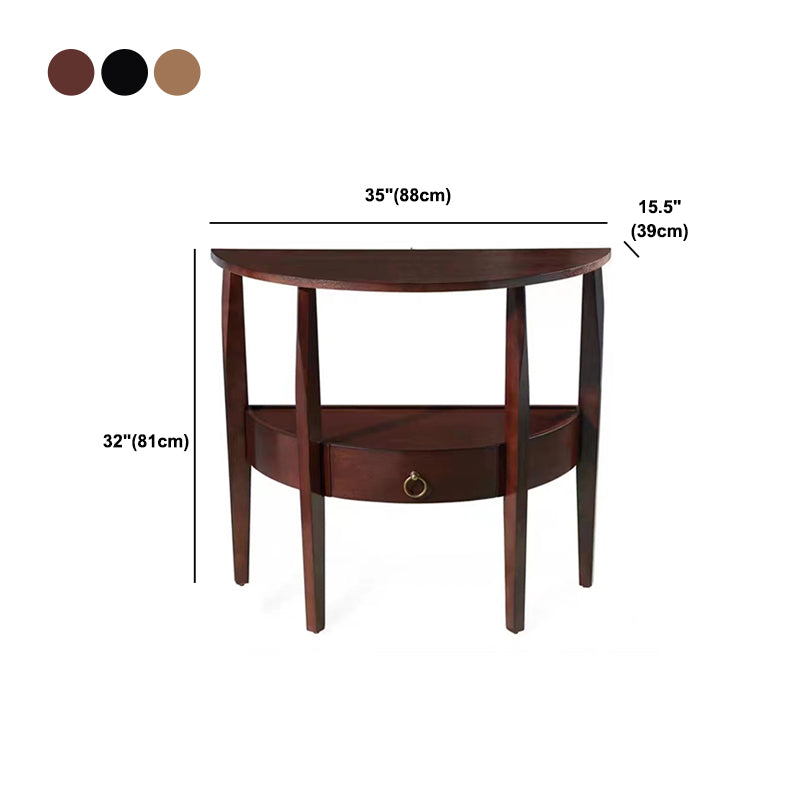 Tavolo da console a 4 gambe moderni di mezza luna moderna di mezza secolo in marrone