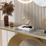 Stain Resistant 11.81" W x 31.49" H Stone Half Moon Table for Hall Clearhalo 'Console Tables' 'console_tables' 'Entry & Mudroom Furniture' 'furn' 'furn_console_tables' 'Furniture' 5284651