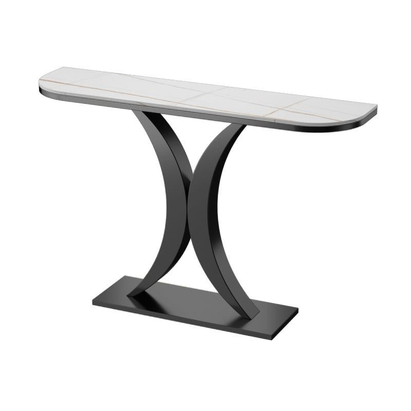 Tavolo da tavolo resistente alla macchia Tabella glam di pietra 11.81 "W x 31.49" H Half Moon Tavolo