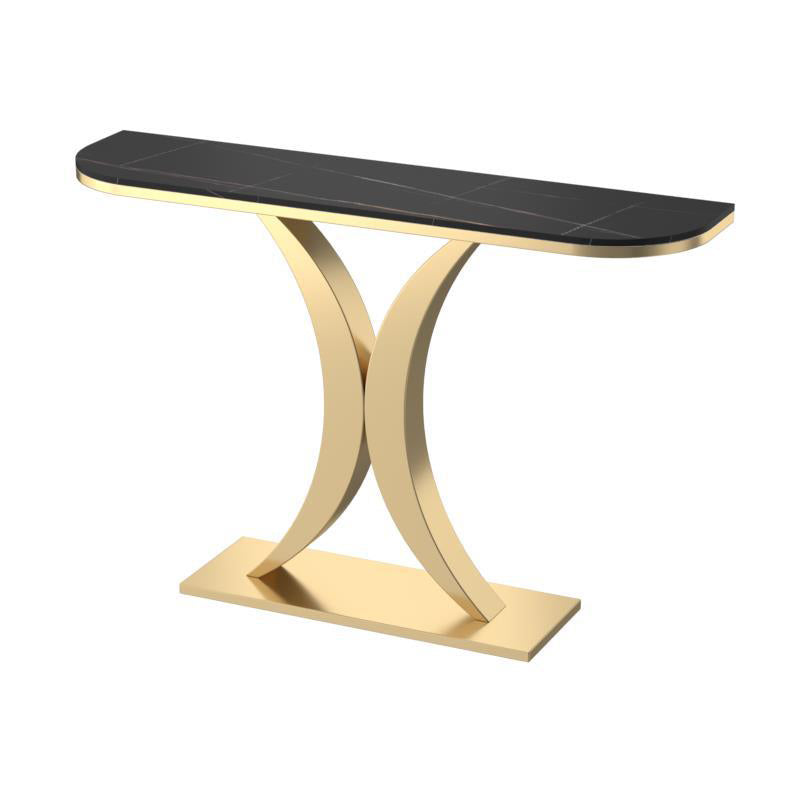 Tavolo da tavolo resistente alla macchia Tabella glam di pietra 11.81 "W x 31.49" H Half Moon Tavolo