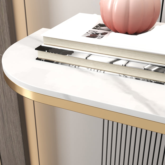 Tavolo da tavolo resistente alla macchia Tabella glam di pietra 11.81 "W x 31.49" H Half Moon Tavolo