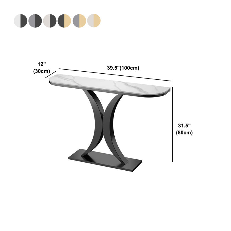 Tavolo da tavolo resistente alla macchia Tabella glam di pietra 11.81 "W x 31.49" H Half Moon Tavolo