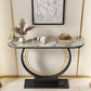 Half Moon Stone Console Table Ironcraft Frame Accent Table for Hall Grey Clearhalo 'Console Tables' 'console_tables' 'Entry & Mudroom Furniture' 'furn' 'furn_console_tables' 'Furniture' 5284763