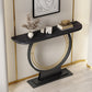Half Moon Stone Console Table Ironcraft Frame Accent Table for Hall Clearhalo 'Console Tables' 'console_tables' 'Entry & Mudroom Furniture' 'furn' 'furn_console_tables' 'Furniture' 5284767