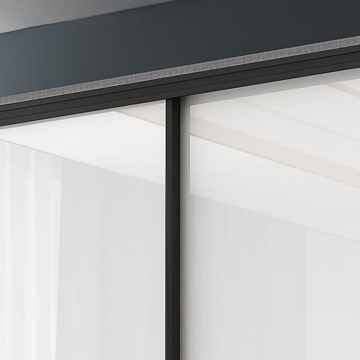 Contemporary White Storage Cabinet Mirrored Finish Cabinet with Sliding Door