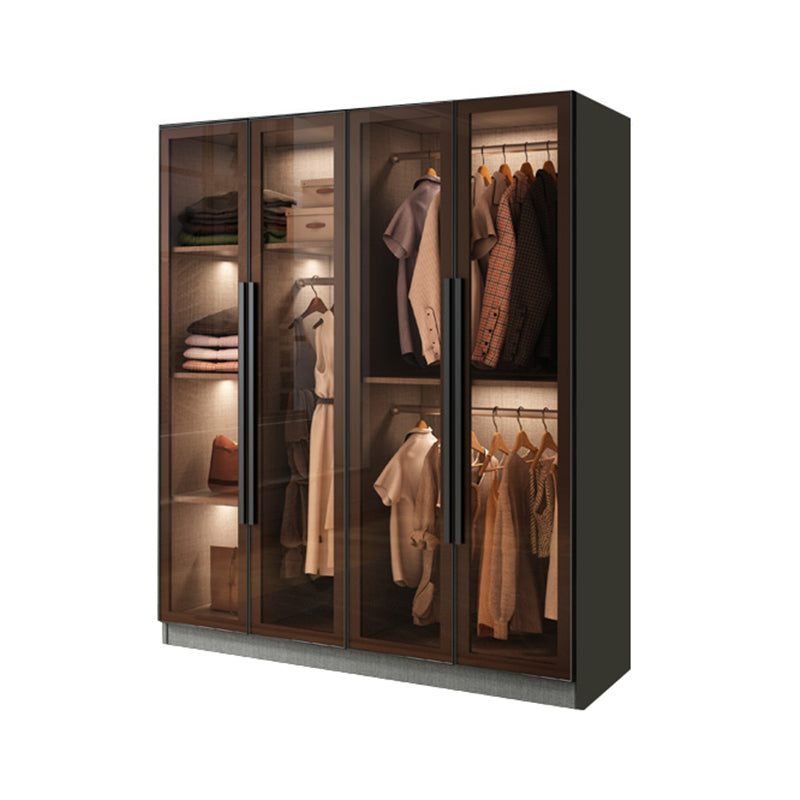 Modern Style Storage Cabinet Mirrored Finish Cabinet with Glass Door 62.99"L x 20"W x 77"H Clearhalo 'Armoires & Wardrobes' 'armoires_wardrobes' 'Bedroom Furniture' 'furn' 'furn_armoires_wardrobes' 'Furniture' 5285040