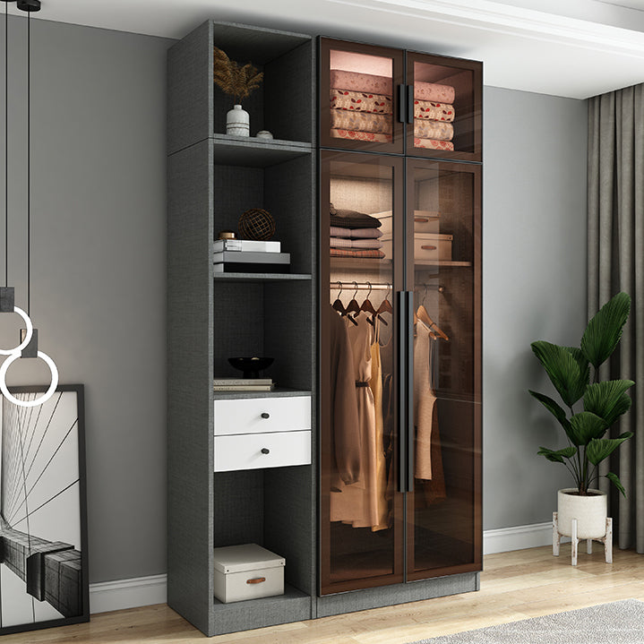 Modern Style Storage Cabinet Mirrored Finish Cabinet with Glass Door Clearhalo 'Armoires & Wardrobes' 'armoires_wardrobes' 'Bedroom Furniture' 'furn' 'furn_armoires_wardrobes' 'Furniture' 5285045