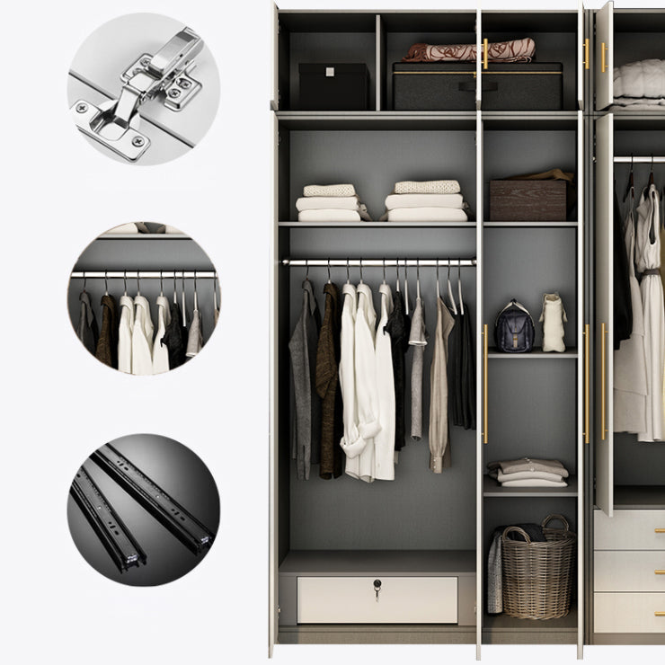 Contemporary Storage Cabinet Hinged Wardrobe Cabinet with Self Close Drawers Clearhalo 'Armoires & Wardrobes' 'armoires_wardrobes' 'Bedroom Furniture' 'furn' 'furn_armoires_wardrobes' 'Furniture' 5285061