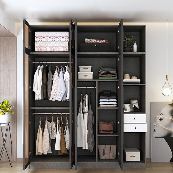 Armadio di vetro contemporaneo morbido armadio per porte chiuse per camera da letto