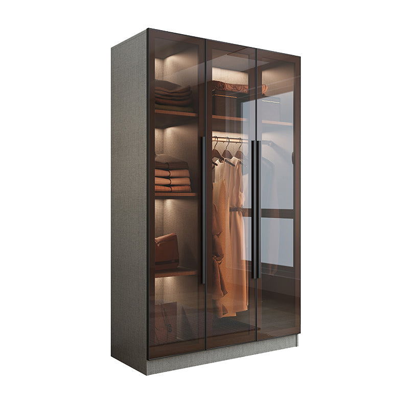 Contemporary Storage Cabinet Mirrored Finish Cabinet with Glass Door