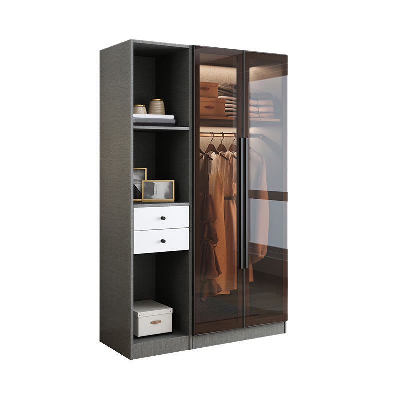 Contemporary Storage Cabinet Mirrored Finish Cabinet with Glass Door