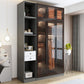 Contemporary Storage Cabinet Mirrored Finish Cabinet with Glass Door