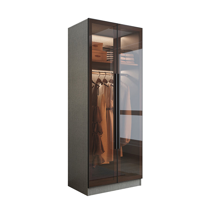 Contemporary Storage Cabinet Mirrored Finish Cabinet with Glass Door
