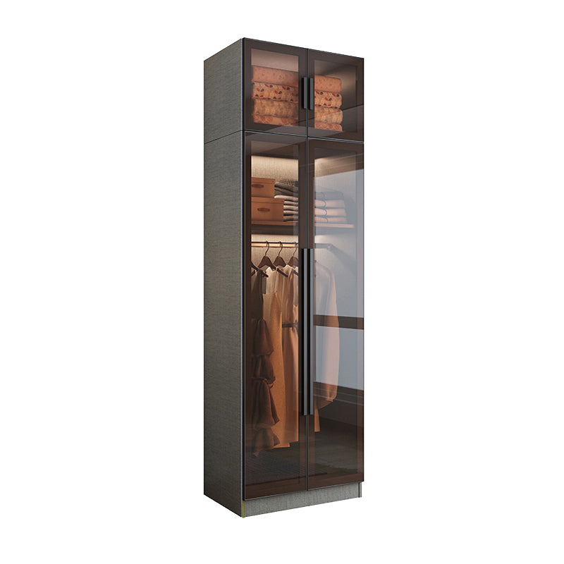 Contemporary Storage Cabinet Mirrored Finish Cabinet with Glass Door