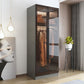 Contemporary Storage Cabinet Mirrored Finish Cabinet with Glass Door
