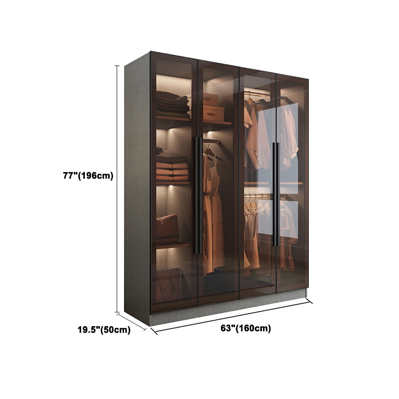 Contemporary Storage Cabinet Mirrored Finish Cabinet with Glass Door