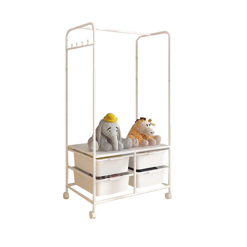 Contemporary Metal Wardrobe Cloth Rod Included Wardrobe Closet for Bedroom 25"L x 14.5"W x 59"H 5 Clearhalo 'Armoires & Wardrobes' 'armoires_wardrobes' 'Bedroom Furniture' 'furn' 'furn_armoires_wardrobes' 'Furniture' 5285210