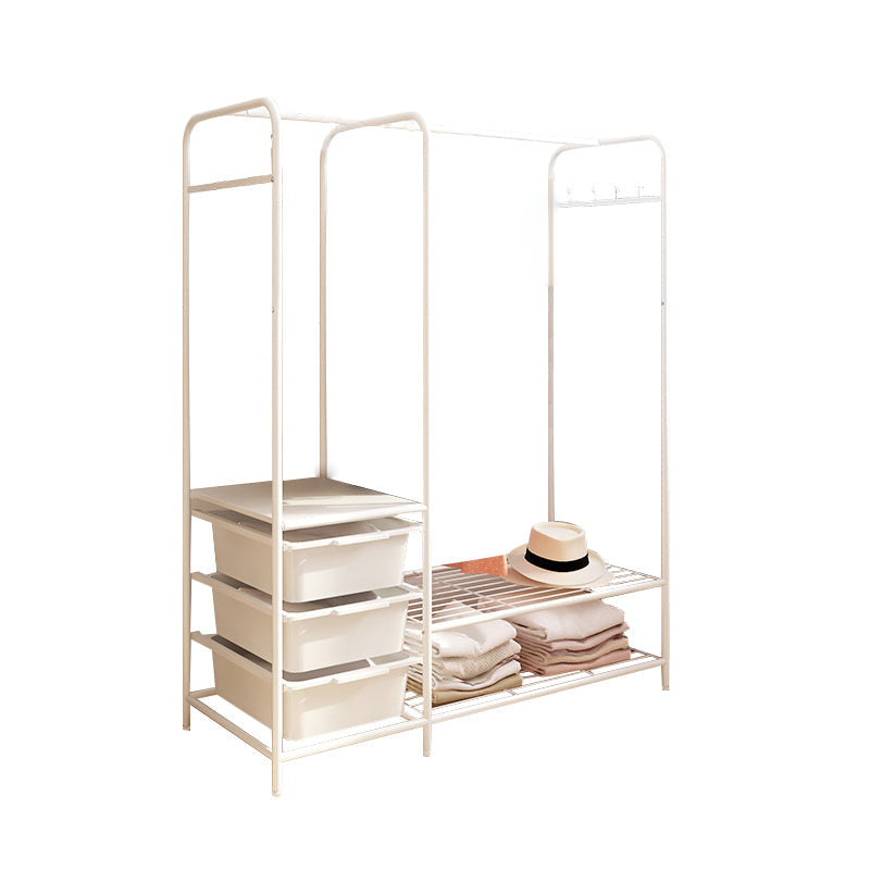 Contemporary Metal Wardrobe Cloth Rod Included Wardrobe Closet for Bedroom 37"L x 14.5"W x 58"H 6 Clearhalo 'Armoires & Wardrobes' 'armoires_wardrobes' 'Bedroom Furniture' 'furn' 'furn_armoires_wardrobes' 'Furniture' 5285212