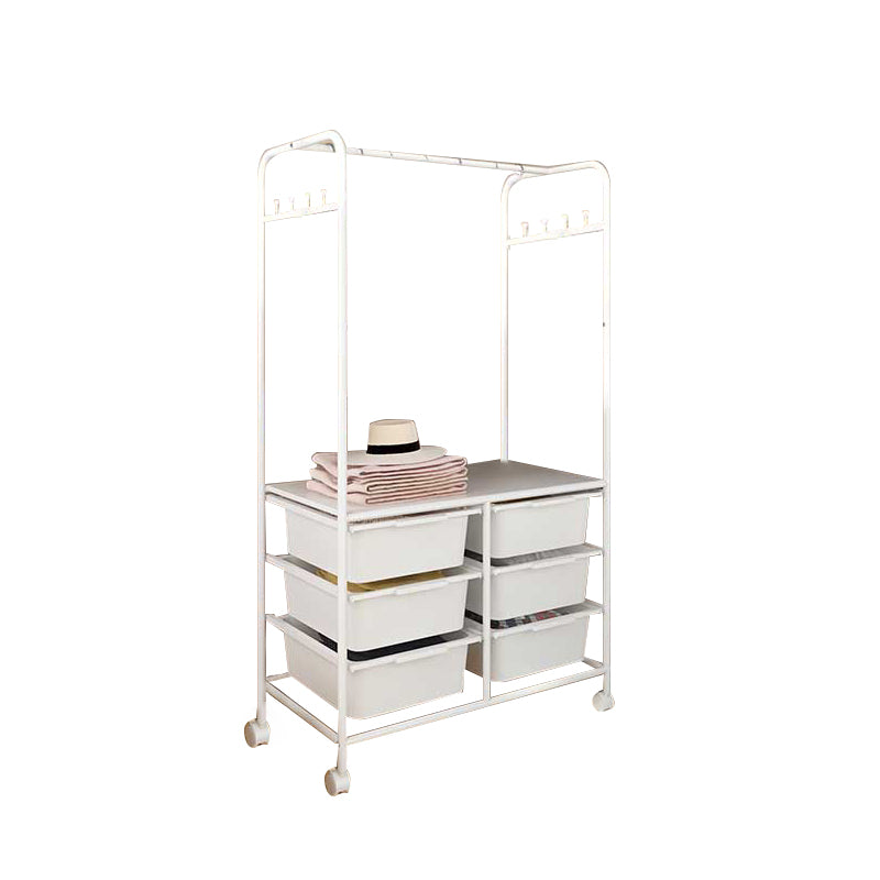 Contemporary Metal Wardrobe Cloth Rod Included Wardrobe Closet for Bedroom 25"L x 14.5"W x 59"H 7 Shelves Clearhalo 'Armoires & Wardrobes' 'armoires_wardrobes' 'Bedroom Furniture' 'furn' 'furn_armoires_wardrobes' 'Furniture' 5285216