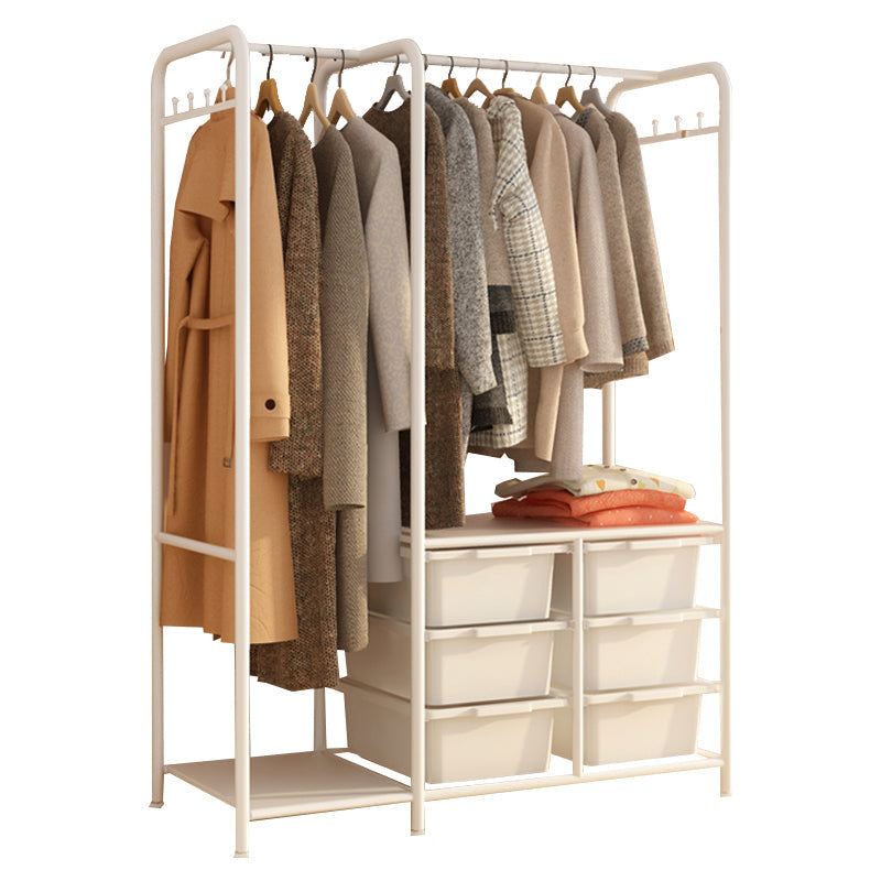 Contemporary Metal Wardrobe Cloth Rod Included Wardrobe Closet for Bedroom 37"L x 14.5"W x 59"H 8 Clearhalo 'Armoires & Wardrobes' 'armoires_wardrobes' 'Bedroom Furniture' 'furn' 'furn_armoires_wardrobes' 'Furniture' 5285217