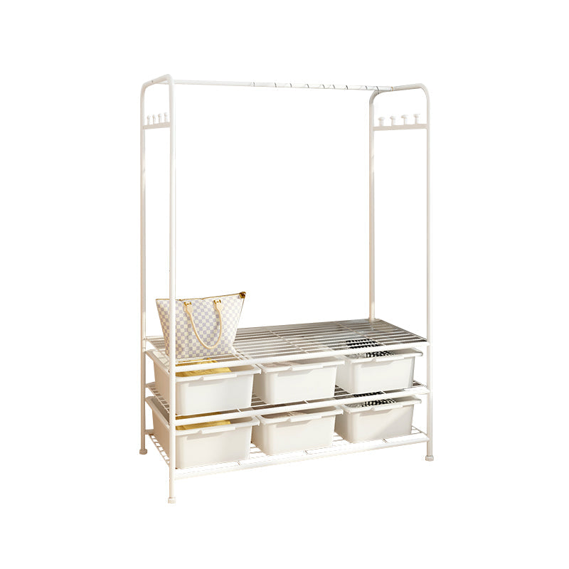 Contemporary Metal Wardrobe Cloth Rod Included Wardrobe Closet for Bedroom 37"L x 14.5"W x 58"H 3 Clearhalo 'Armoires & Wardrobes' 'armoires_wardrobes' 'Bedroom Furniture' 'furn' 'furn_armoires_wardrobes' 'Furniture' 5285221