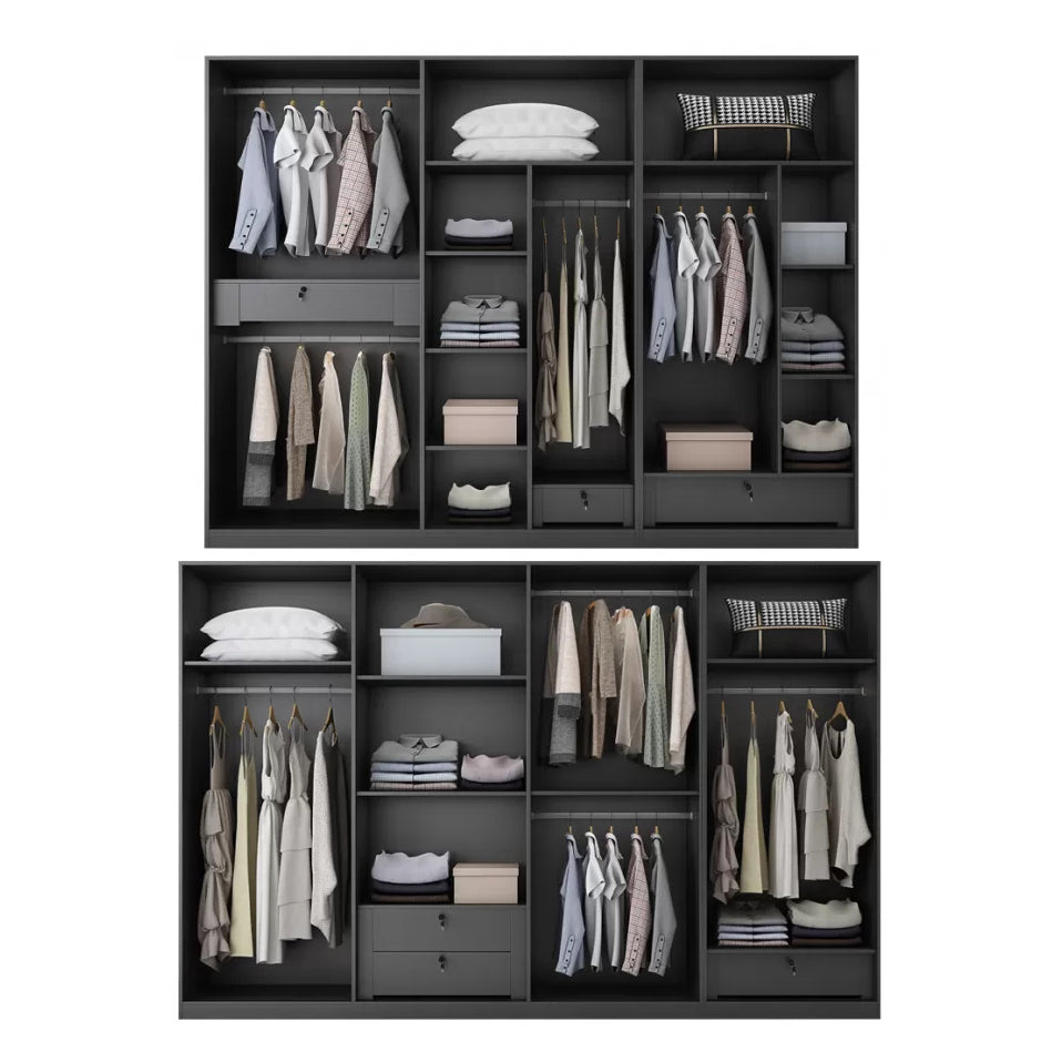 Mirrored Finish Wardrobe Armoire Modern Style Engineered Wood Wardrobe Clearhalo 'Armoires & Wardrobes' 'armoires_wardrobes' 'Bedroom Furniture' 'furn' 'furn_armoires_wardrobes' 'Furniture' 5285295