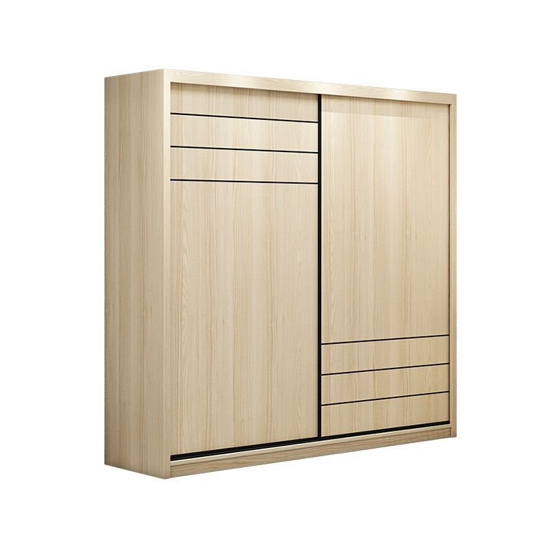 Natural Contemporary Style Wardrobe Armoire Engineered Wood Wardrobe Cabinet for Home