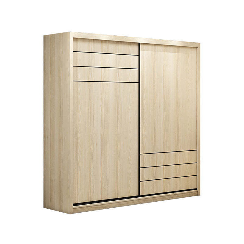 Natural Contemporary Style Wardrobe Armoire Engineered Wood Wardrobe Cabinet for Home