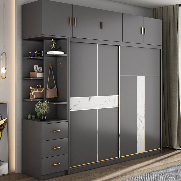 Hedendaagse stijl Garderobe Armoire Gray Engineered Wood Garderobe