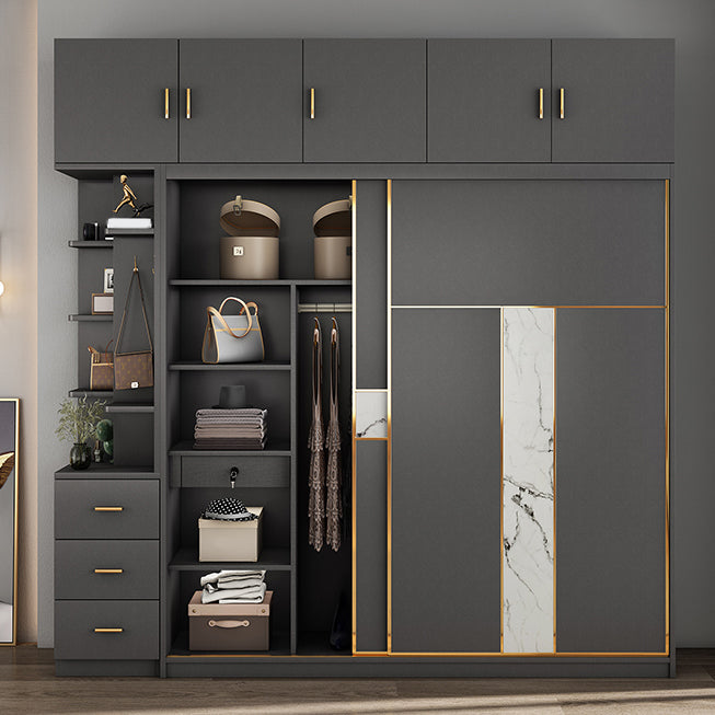 Hedendaagse stijl Garderobe Armoire Gray Engineered Wood Garderobe