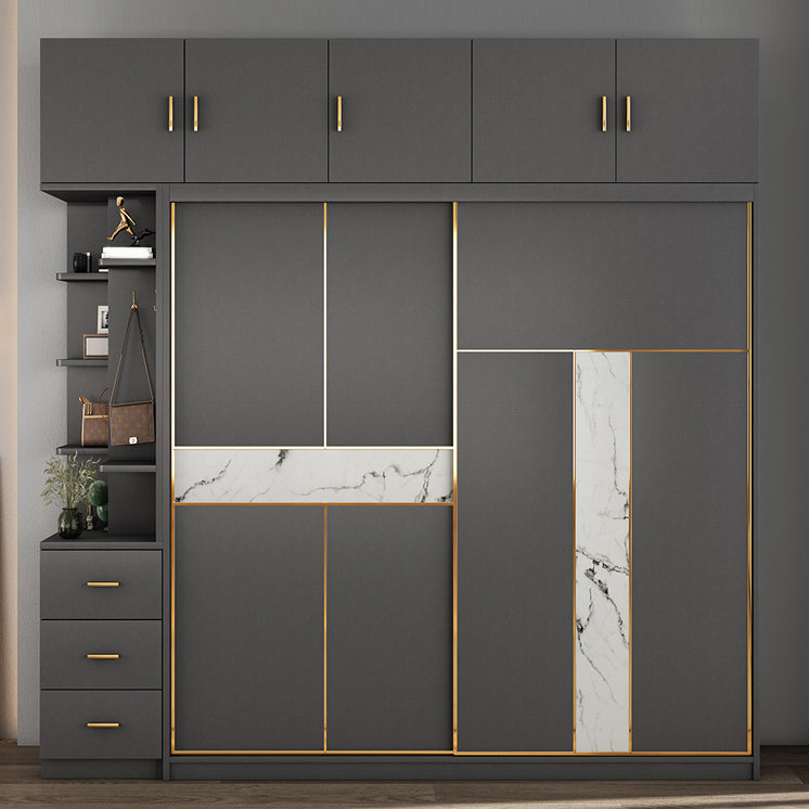 Hedendaagse stijl Garderobe Armoire Gray Engineered Wood Garderobe