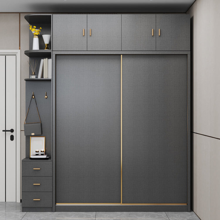 Bedroom Sliding Door Storage Cabinet Manufactured Wood Modern Cabinet