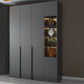 Grey Contemporary Style Wardrobe Armoire Engineered Wood Wardrobe