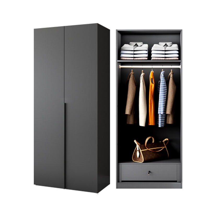 Grey Contemporary Style Wardrobe Armoire Engineered Wood Wardrobe