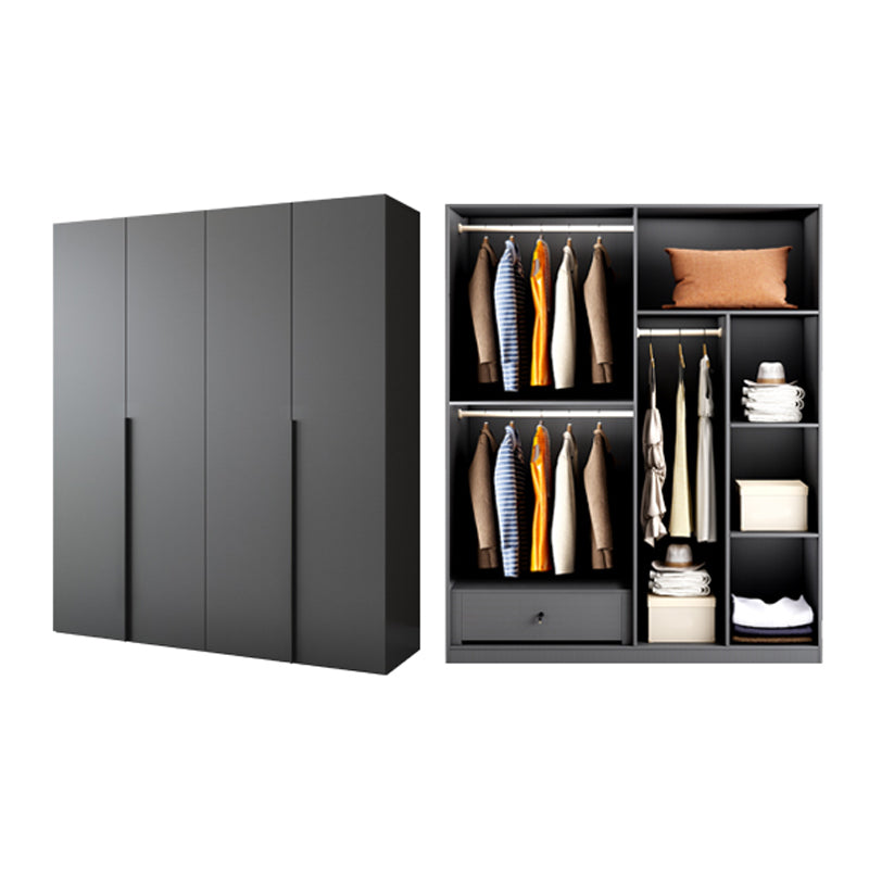 Grey Contemporary Style Wardrobe Armoire Engineered Wood Wardrobe