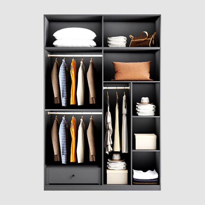 Grey Contemporary Style Wardrobe Armoire Engineered Wood Wardrobe