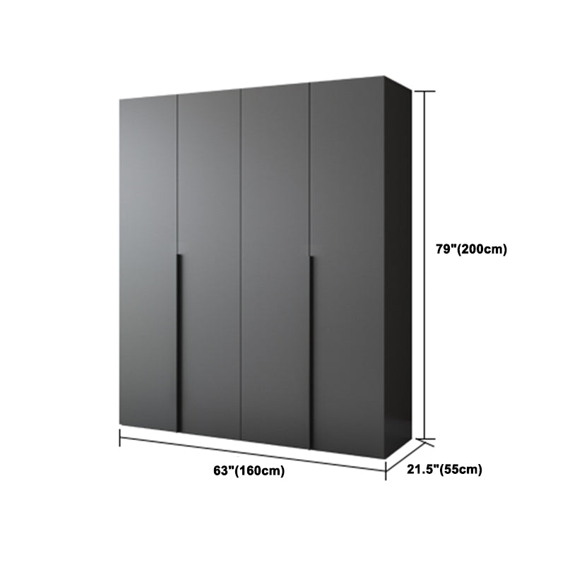 Grey Contemporary Style Wardrobe Armoire Engineered Wood Wardrobe