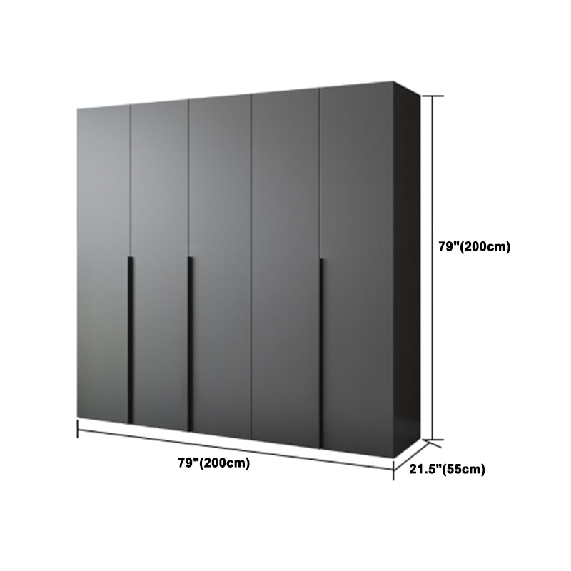 Grey Contemporary Style Wardrobe Armoire Engineered Wood Wardrobe