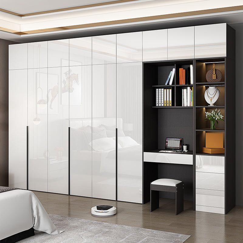 Zeitgenössische technische Holzgarderobe Spiegelgesperrter Kleiderschrank mit 1 Schublade