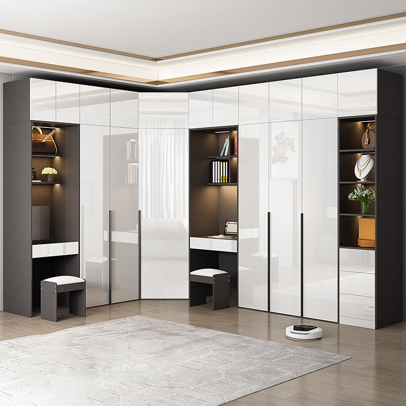 Zeitgenössische technische Holzgarderobe Spiegelgesperrter Kleiderschrank mit 1 Schublade