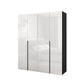 Engineered Wood Modern Wardrobe Armoire White Mirrored Finish Armoire