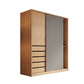 Natural Finish Modern Wardrobe Armoire Solid Wood and Engineered Wood Armoire